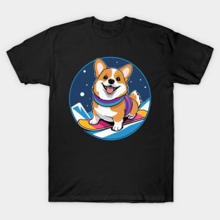 Corgi on Snowboard T-Shirt